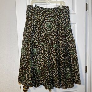 Ruby Rd. | Women’s Brown & Green Abstract Print A-Line Skirt Size 16